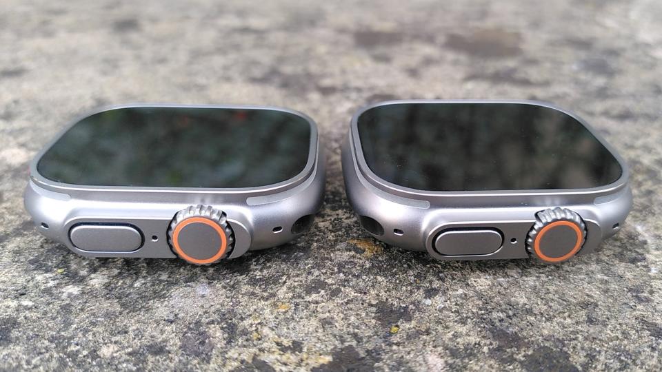 Side view of Apple Watch Ultra and Apple Watch Ultra 2 without straps