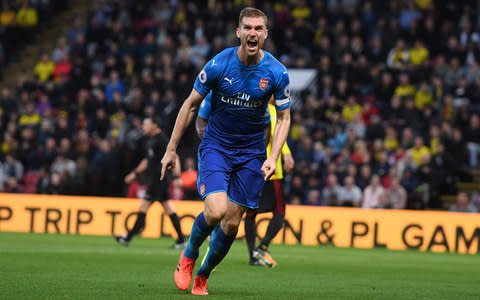 Per Mertesacker was being marked by Tom Cleverley for his goal last week - Credit: Getty images