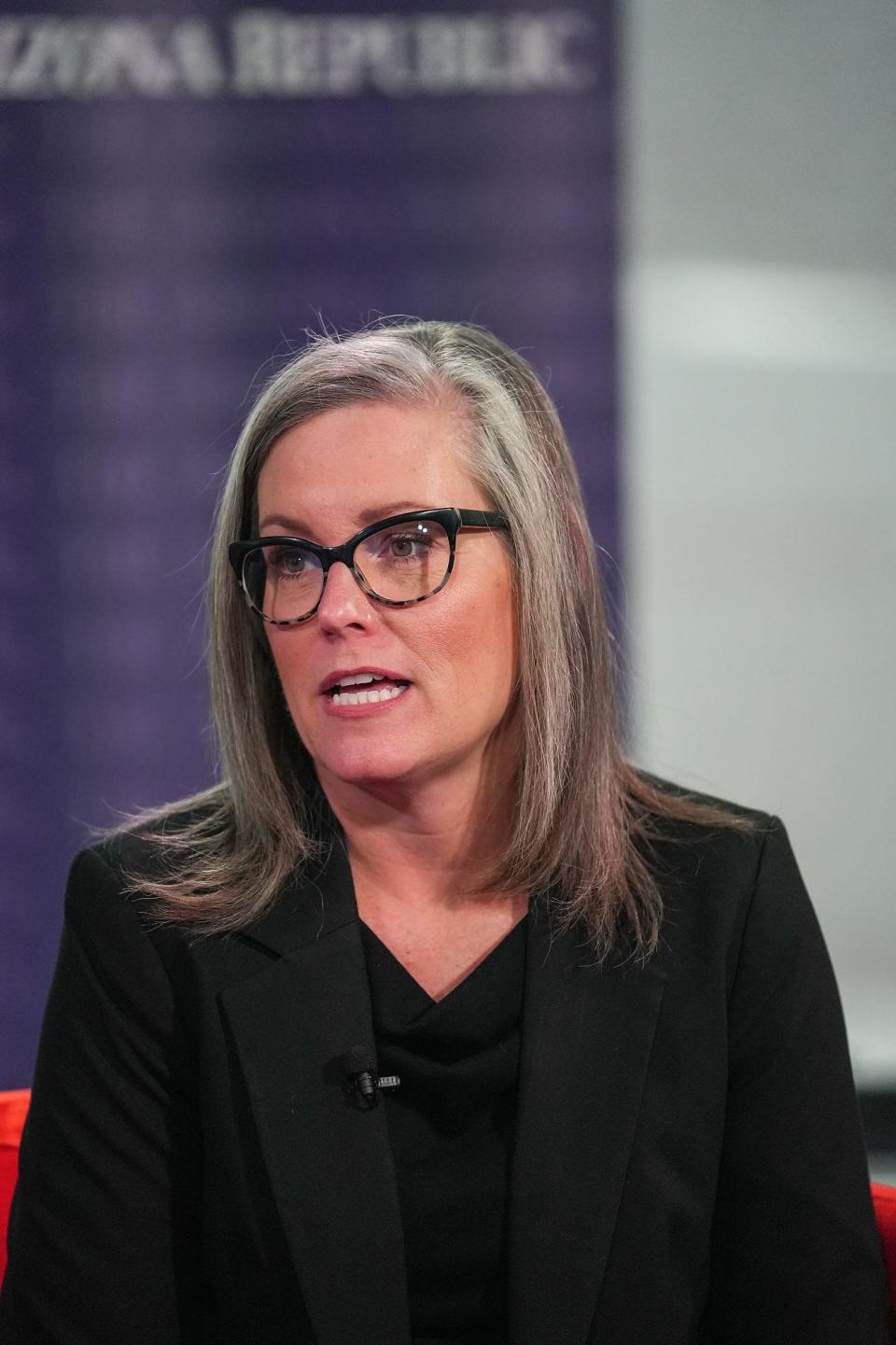 Katie Hobbs, Arizona's governor-elect, speaks with Stacey Barchenger, state politics reporter, during an interview on Wednesday, Nov. 16, 2022, in Phoenix.