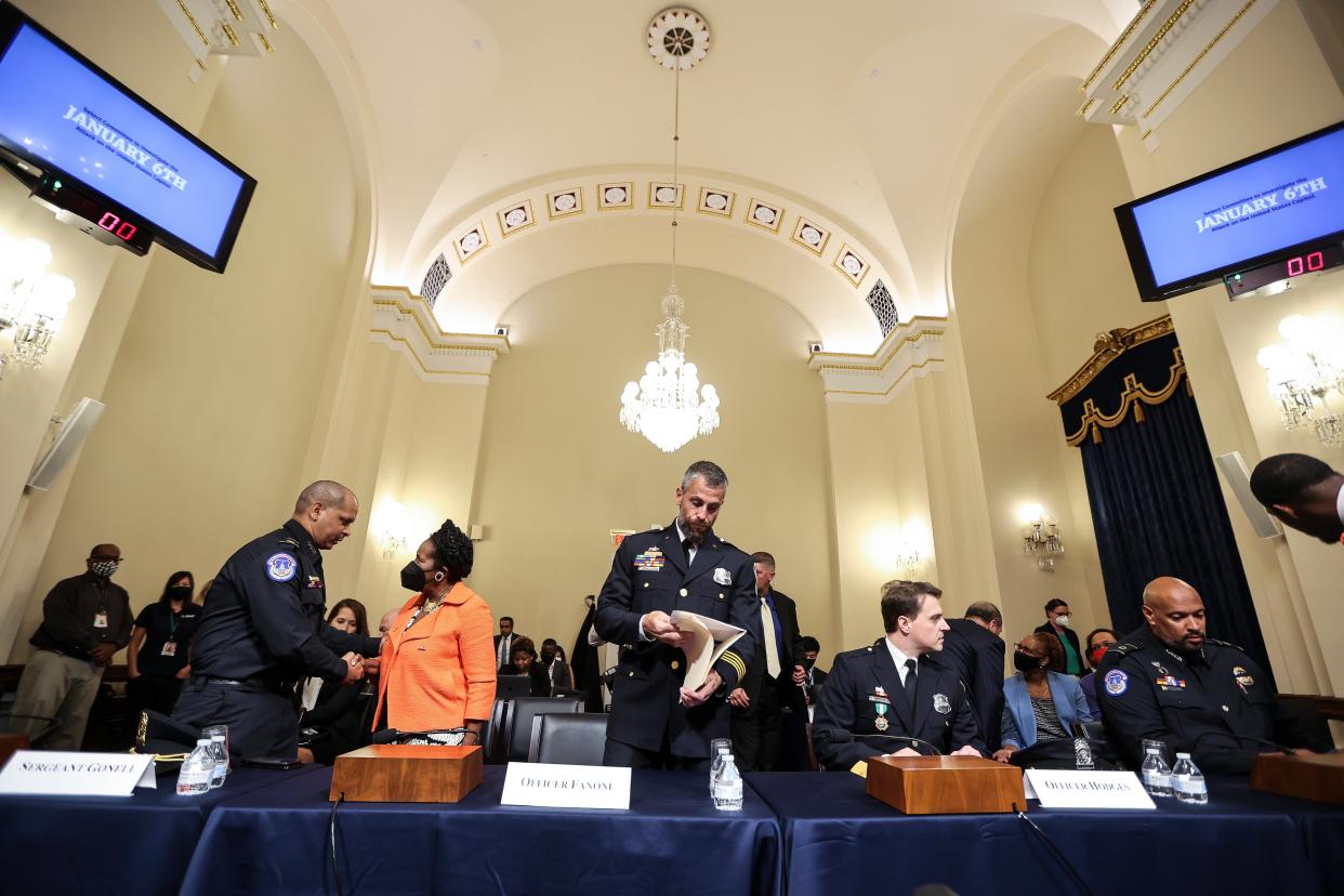 Capitol Police officers testified before a special House committee on 27 July. (Oliver Contreras)