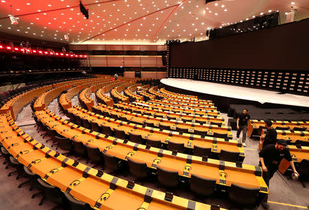 General view of the plenary hemicycle at European Parliament ahead of the EU elections in Brussels, Belgium, May 22, 2019. REUTERS/Yves Herman