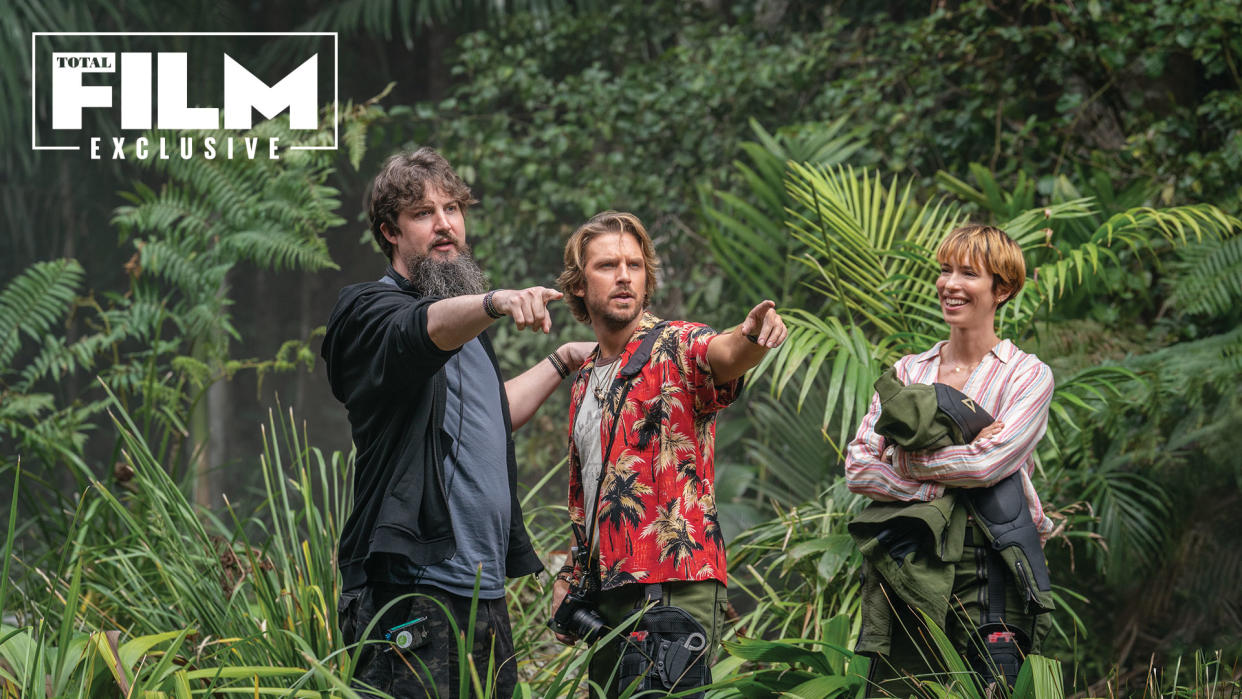  Adam Wingard, Dan Stevens and Rebecca Hall on set of Godzilla x Kong. 