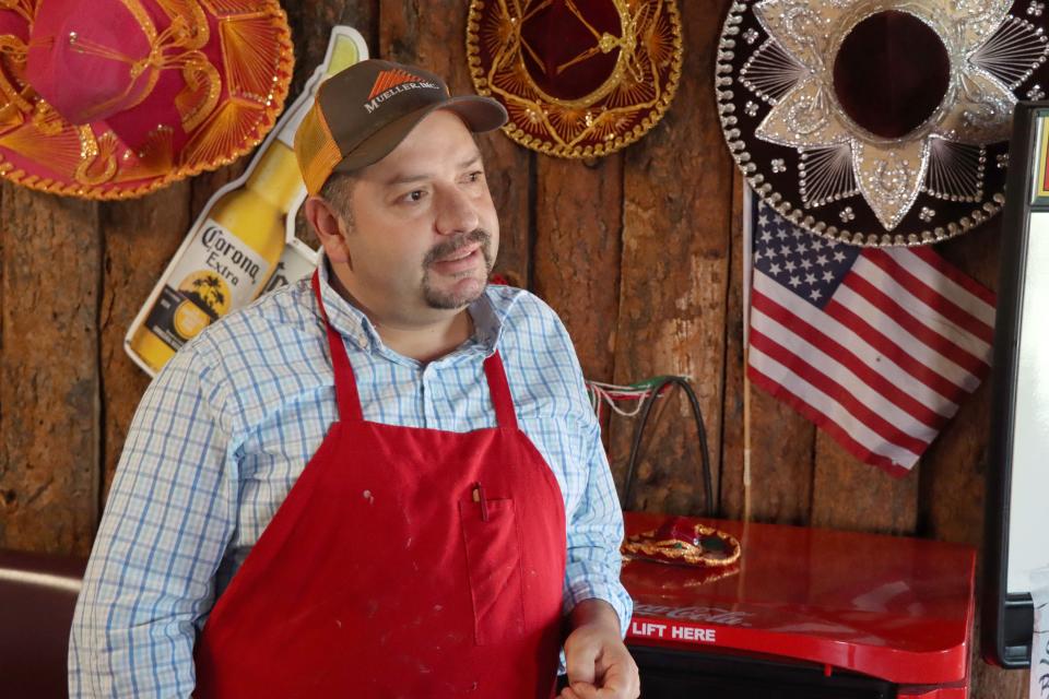 Roy Arellano, co-owner of Rooster's Mexican Restaurant andd Cantina, a popular Restaurant in Vega, TX. Arellano was forced to shut down in-restaurant dining because of the pandemic, but planned to open back up in early May as the Gov. Greg Abbott allowed in a recent executive order.