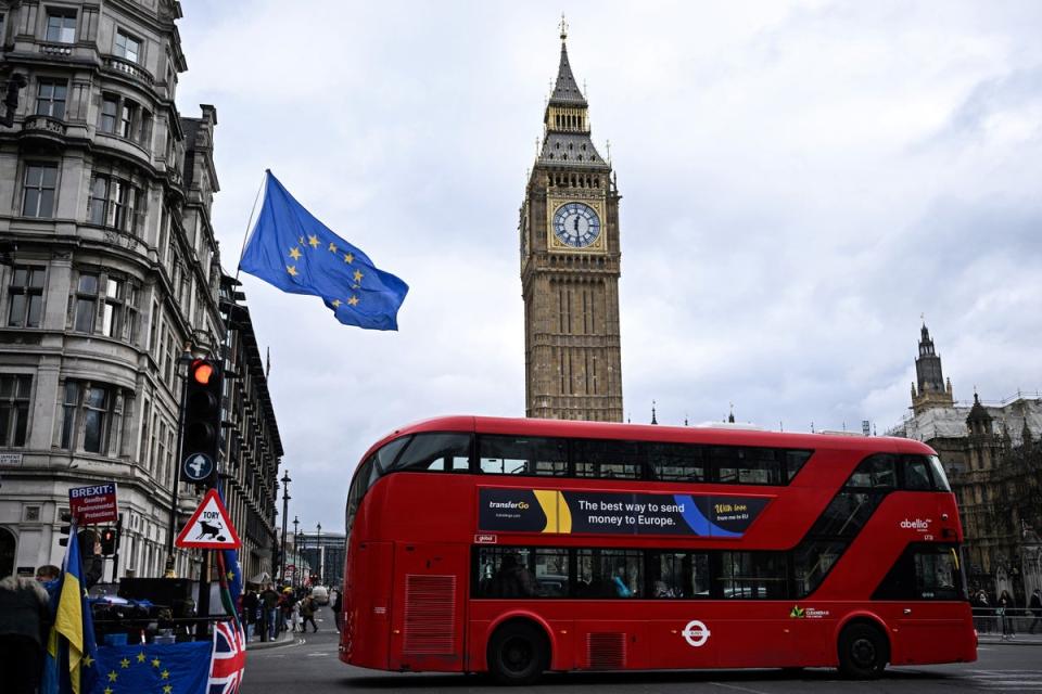 The comedian is regularly jumping on and off buses to take in the capital (AFP via Getty Images)