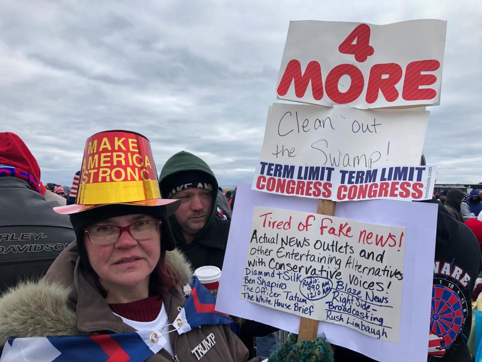 Betty Fletcher waits to get inside the campaign rally for Trump on Jan. 28, 2020. (Photo: Christopher Mathias for HuffPost )