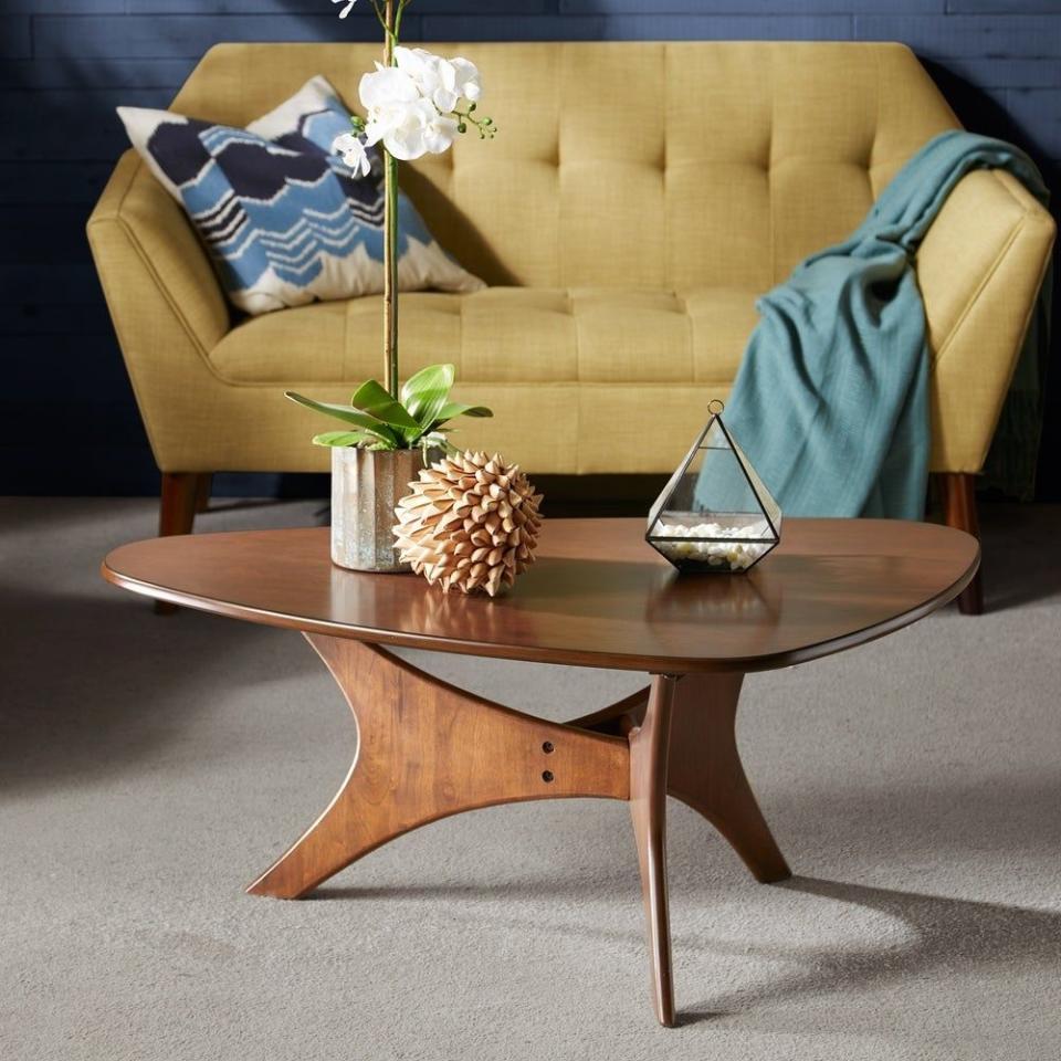 7) Brown Triangle Wood Coffee Table