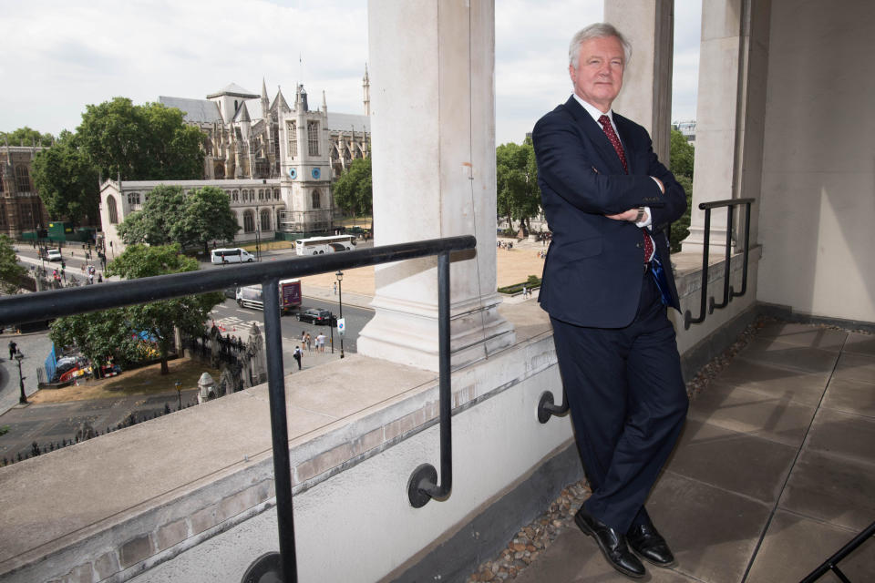 David Davis MP in the Houses of Parliament in Westminster, London, following his resignation as Brexit Secretary.