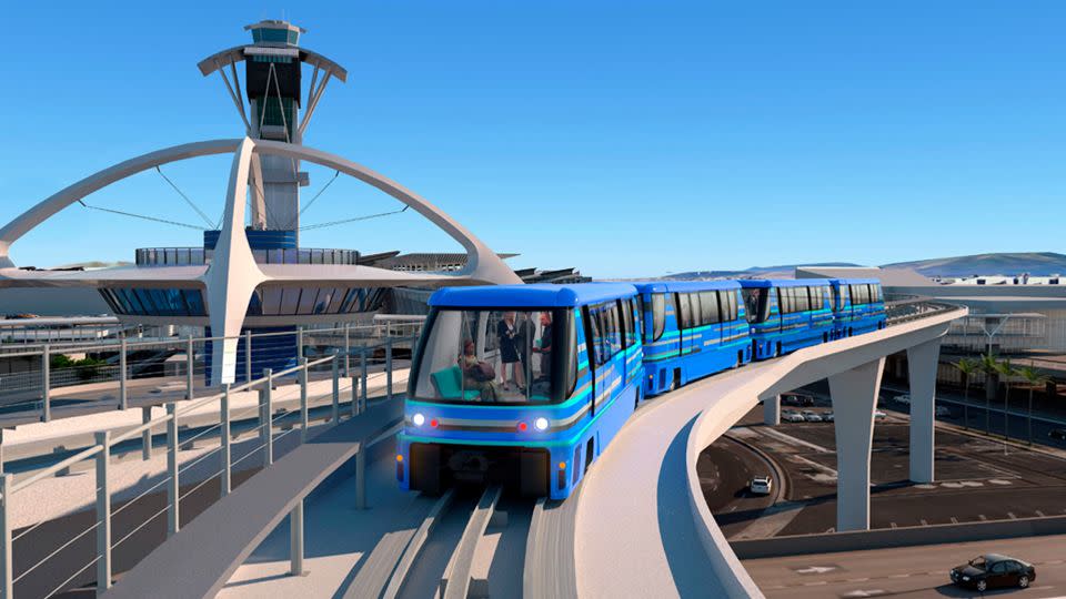 An artist's rendering of the new LAX Automated People Mover train system. - Los Angeles World Airports/AP