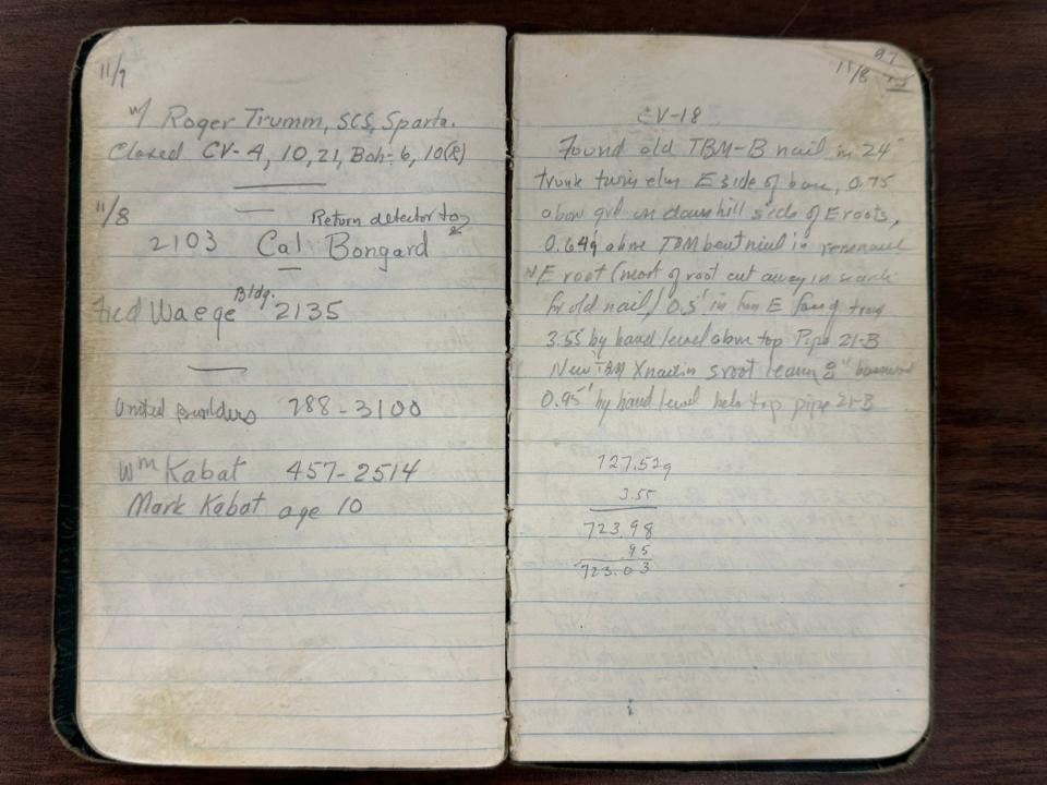 A 1974 field notebook belonging to Stafford Happ shows his observations from Wisconsin's Coon Creek watershed on behalf of the U.S. Department of Agriculture's sediment lab in Oxford, Mississippi.