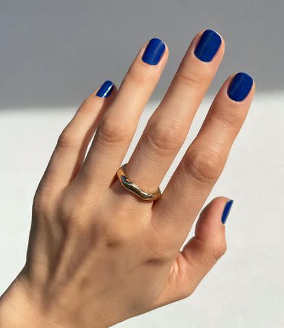 <p>Betina Goldstein instagram</p> Betina Goldsteins midnight blue nails