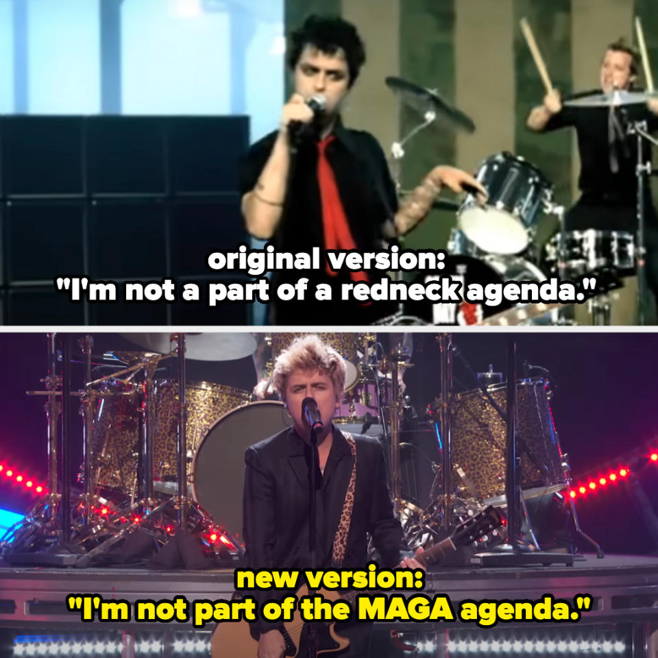 the original: "I'n not a a part of a redneck agenda," and new: "the MAGA agenda"