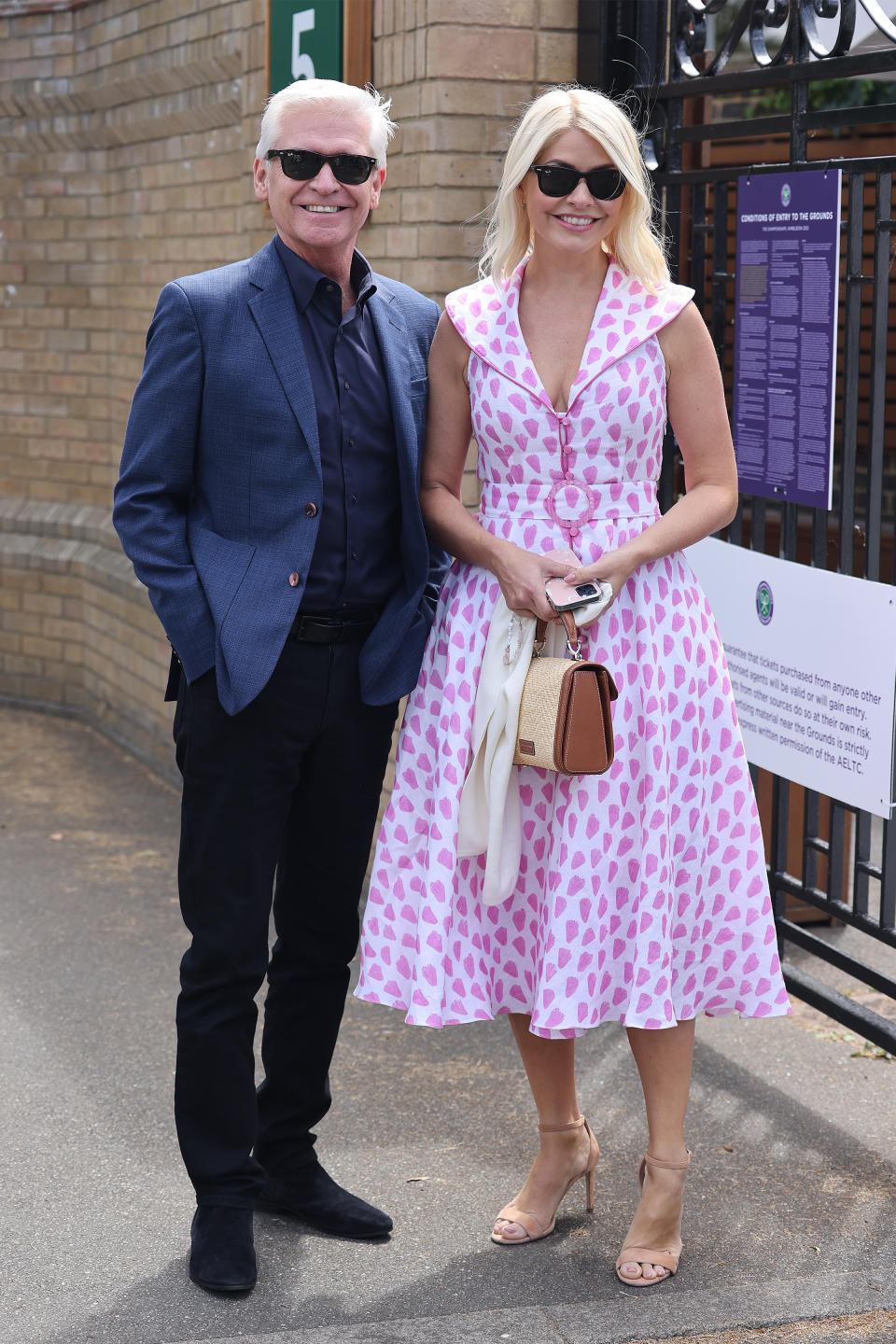 LONDON, ENGLAND - JUNE 27: Holly Willoughby and Phillip Schofield arrive at All England Lawn Tennis and Croquet Club on June 27, 2022 in London, England. (Photo by Neil Mockford/GC Images)