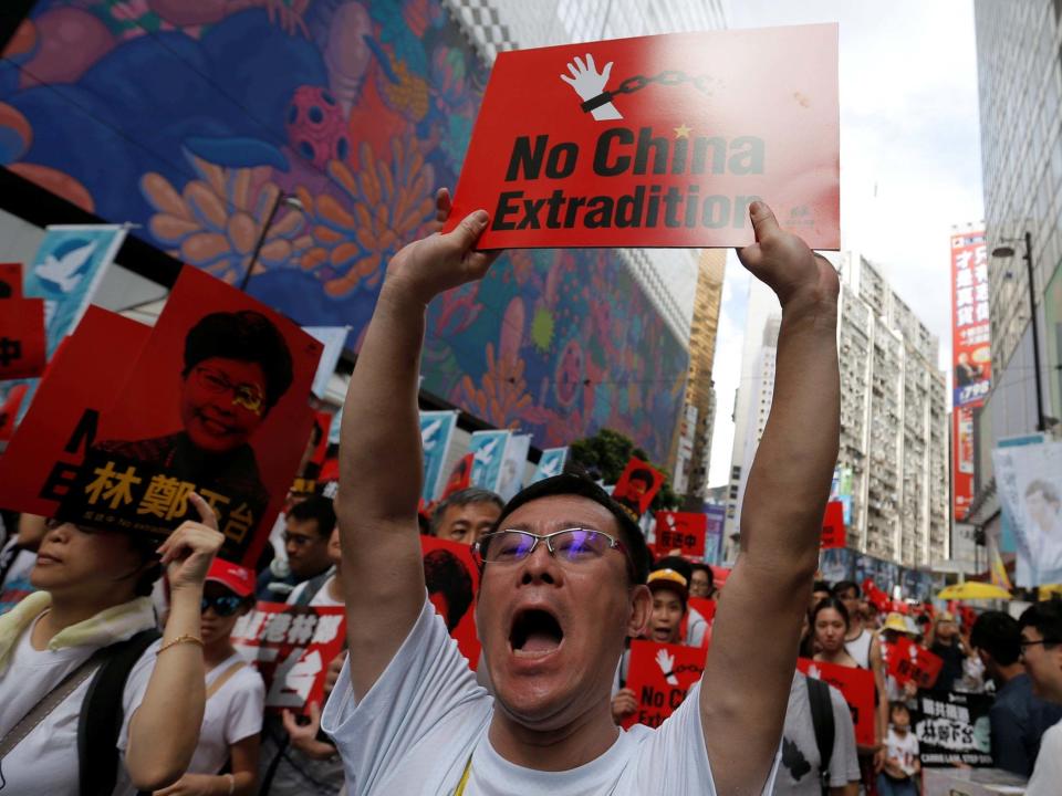 More than one million people have joined a mass protest in Hong Kong against a government-sponsored extradition bill with mainland China, according to organisers.Protesters are opposing legislation that would allow people to be extradited to mainland China for trial, which critics fear would let the Chinese government snatch political opponents in the territory with impunity.Hong Kong, which has a population of 7.4 million people, is a semi-autonomous region in China with its own devolved political and judicial powers.The protest took place three days before Hong Kong’s government plans to bring the bill to the full legislature, bypassing the committee process, in a bid to win approval by the end of the month.Late Sunday night, a group of demonstrators broke through barriers at government headquarters, where the march had ended. The crowd briefly pushed its way into the lobby, but police in riot gear used batons and pepper spray to push the protesters outside. The organiser’s turnout figure would make it one of the largest protests in Hong Kong’s history, surpassed only by a rally of an estimated 1.5 million people for the Tiananmen Square protests in 1989.A police spokesperson estimated 240,000 people were on the march “at its peak”.The scale of the protest has increased pressure on Hong Kong’s leader Carrie Lam and her supporters in Beijing.“She has to withdraw the bill and resign,” James To, a veteran lawmaker for the Democratic Party, told crowds gathering outside the city’s parliament and government headquarters on Sunday night.“The whole of Hong Kong is against her.”Businesses and human rights groups have criticised the legislation, arguing Hong Kong’s legal autonomy is being eroded and that China’s legal system would not guarantee the same rights to defendants as in Hong Kong.US and European officials have issued formal warnings that the changes would damage Hong Kong’s rule of law.Nevertheless, Ms Lam has pushed forward with the proposal, insisting that Hong Kong courts will have the final say over whether to grant extradition requests and suspects accused of political and religious crimes will not be extradited.“What can we do to get Carrie Lam to listen to us, how many people have to come out to make her reconsider listening to the public?” said Miu Wong, a 24-year-old office worker who joined the protest.“This is the end game for Hong Kong, it is a matter of life or death. That’s why I come,” said Rocky Chang, a 59-year-old professor. “This is an evil law.”Hong Kong is a former British colony that was returned to Chinese rule in 1997 under the “one country, two systems” framework which allows some independence to the region.It has extradition treaties with 20 countries, such as the UK and US, but no agreement has been reached with mainland China despite decades of negotiations.The lack of an extradition deal is attributed to concerns over China’s poor record on legal independence and human rights.Ms Lam’s government has argued that the revisions are necessary to close a legal loophole which is thought to have allowed Hong Kong to become a haven for criminals from mainland China.Agencies contributed to this report