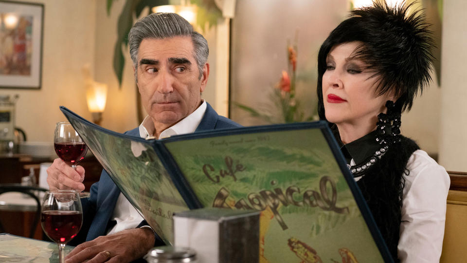 Eugene Levy as Johnny Rose and Catherine O'Hara as Moira Rose in Schitt's Creek