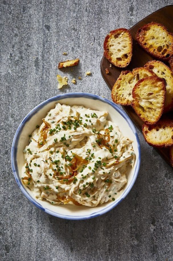<p>If you really want to impress your guests, tell 'em that you made this homemade dip without soup mix. It's true!</p><p><a href="https://www.goodhousekeeping.com/food-recipes/a29728650/french-onion-dip-recipe/" rel="nofollow noopener" target="_blank" data-ylk="slk:Get the recipe »" class="link rapid-noclick-resp"><em>Get the recipe »</em></a><br></p>