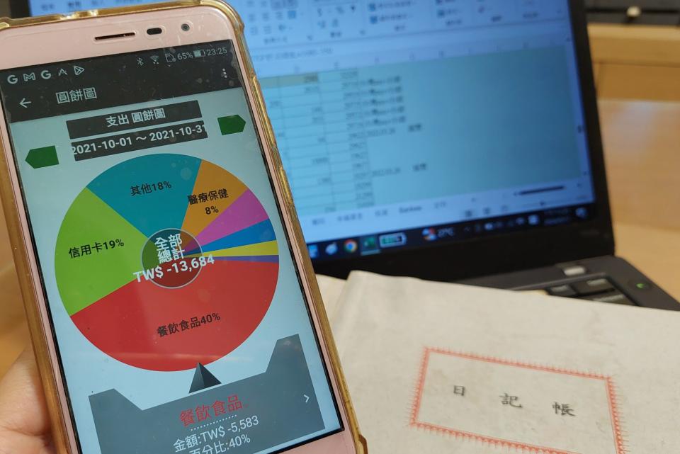 ▲Mia認為，無論是手寫日記帳、excel或手機記帳app，目的都是瞭解自己日常支出，更進一步就能做預算、理財。