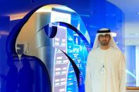Sultan Ahmed Al Jaber, UAE Minister of State and the Abu Dhabi National Oil Company (ADNOC) Group CEO poses during the interview at the Panorama Digital Command Centre at the ADNOC headquarters in Abu Dhabi