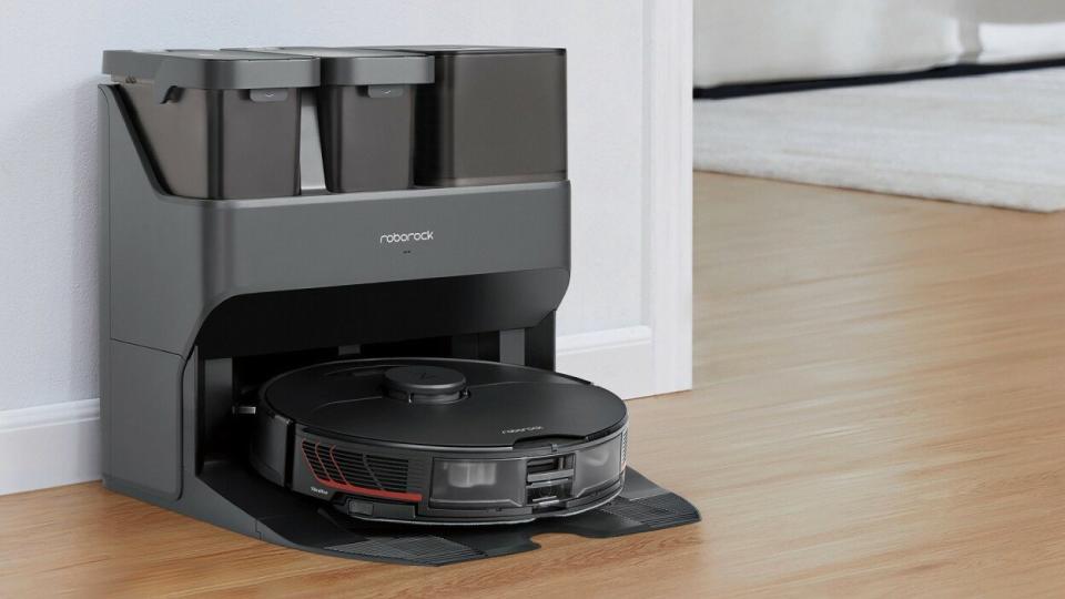 Roborock S7 MaxV Ultra Vacuum in its charging port.