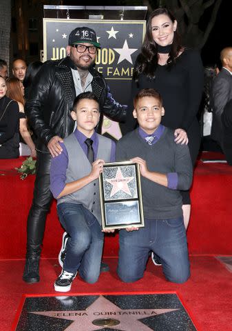 <p>Michael Tran/FilmMagic</p> A.B. Quintanilla with his family on The Hollywood Walk of Fame in Hollywood, California on November 3, 2017.