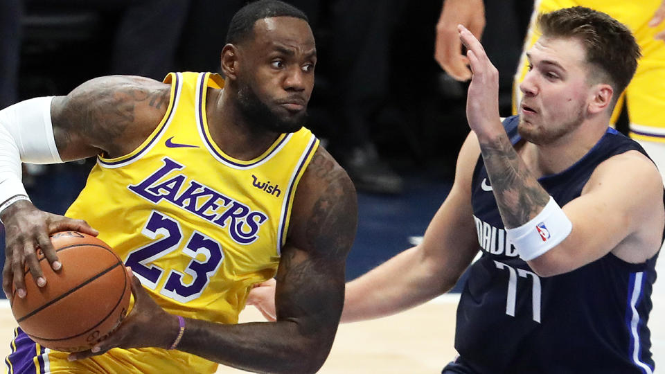 LeBron James and Luka Doncic put on a historic show when the Lakers travelled to take on the Dallas Mavericks. (Photo by Ronald Martinez/Getty Images)