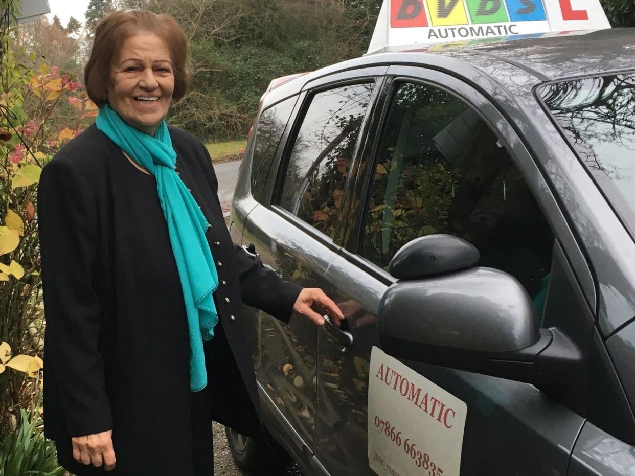 Josephine Sheeka, 82, has passed her driving test at the first attempt. Ms Sheeka, who lives near Colchester, Essex, learnt with instructor June Musson from Dedham Vale Driving School: June Musson/PA
