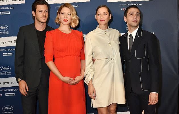Co-stars Gaspard Ulliel, Lea Seydoux, Marion Cotillard and Xavier Dolan at the Paris premiere of Juste La Fin Du Monde on September 15, 2016. Source: Getty