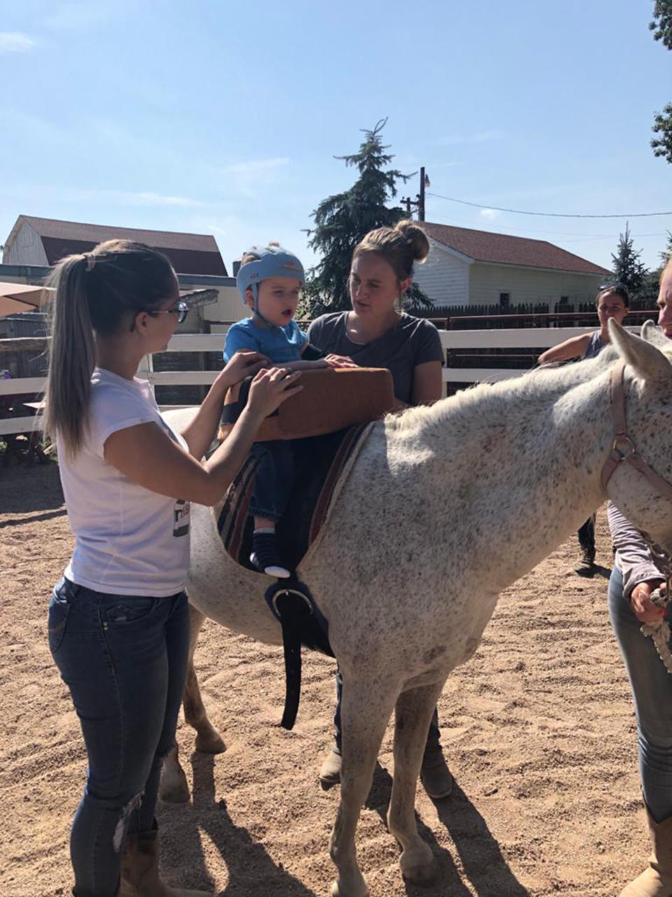 Henry used to do equine therapy; riding Coco helped strengthen his core. That's all gone now due to COVID-19, writes his dad, Richard Engel, the chief foreign correspondent for NBC News. (Courtesy Richard Engel)