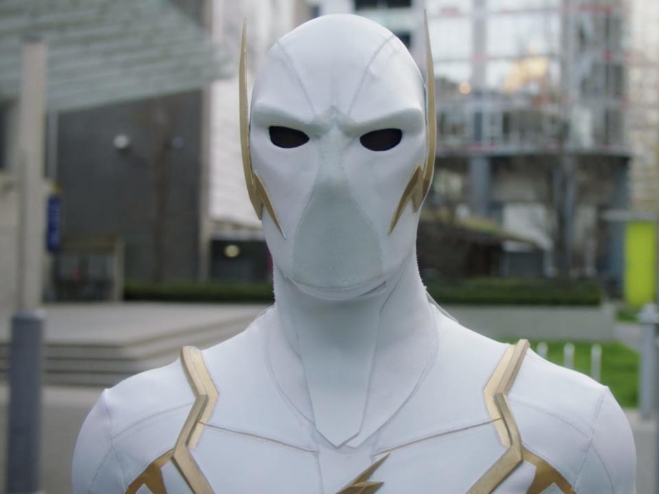 Godspeed wearing a white and gold suit on season seven of "The Flash."
