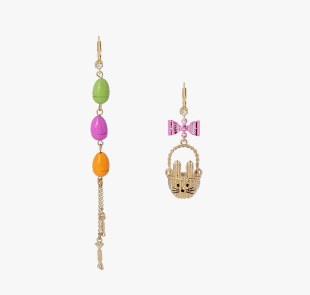 <p>We all know teens like to go against the grain when it comes to fashion. These earrings are a perfect change of pace for Easter. One side features the <a href="https://parade.com/1345644/jessicasager/easter-bunny-origins/" rel="nofollow noopener" target="_blank" data-ylk="slk:Easter bunny;elm:context_link;itc:0;sec:content-canvas" class="link ">Easter bunny</a> and the other eggs. They are an edgy Easter pair!</p><p><em><a href="https://www.amazon.com/Betsey-Johnson-431696GLD966-Mismatched-Earrings/dp/B0BLFM8CFK?hvadid=80539409268692&hvnetw=s&hvqmt=e&hvbmt=be&hvdev=c&hvlocint=&hvlocphy=&hvtargid=pla-4584138880482723&psc=1&linkCode=ll1&tag=parade03-20&linkId=4ca6bf97bbe00335ffe7590becc28250&language=en_US&ref_=as_li_ss_tl" rel="nofollow noopener" target="_blank" data-ylk="slk:Betsey Johnson Bunny Basket Non-Matching Earrings, $20.32 on Amazon;elm:context_link;itc:0;sec:content-canvas" class="link ">Betsey Johnson Bunny Basket Non-Matching Earrings, $20.32 on Amazon</a></em></p>