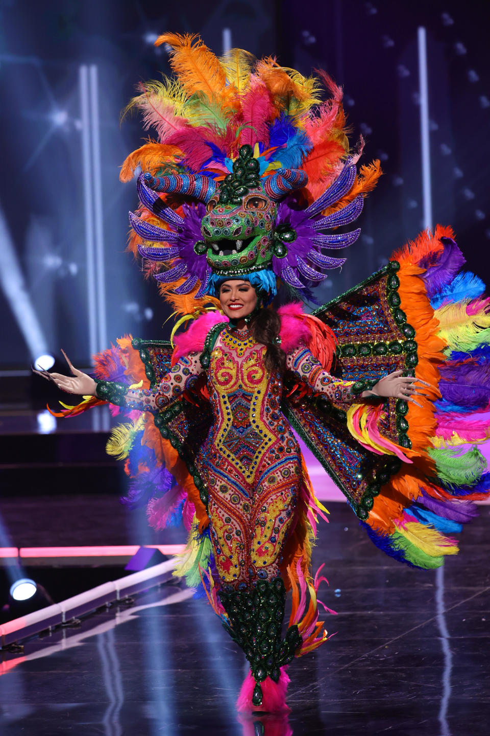 Miss Mexico Andrea Meza appears onstage at the Miss Universe 2021 - National Costume Show at Seminole Hard Rock Hotel & Casino on May 13, 2021 in Hollywood, Florida. (Photo by Rodrigo Varela/Getty Images)