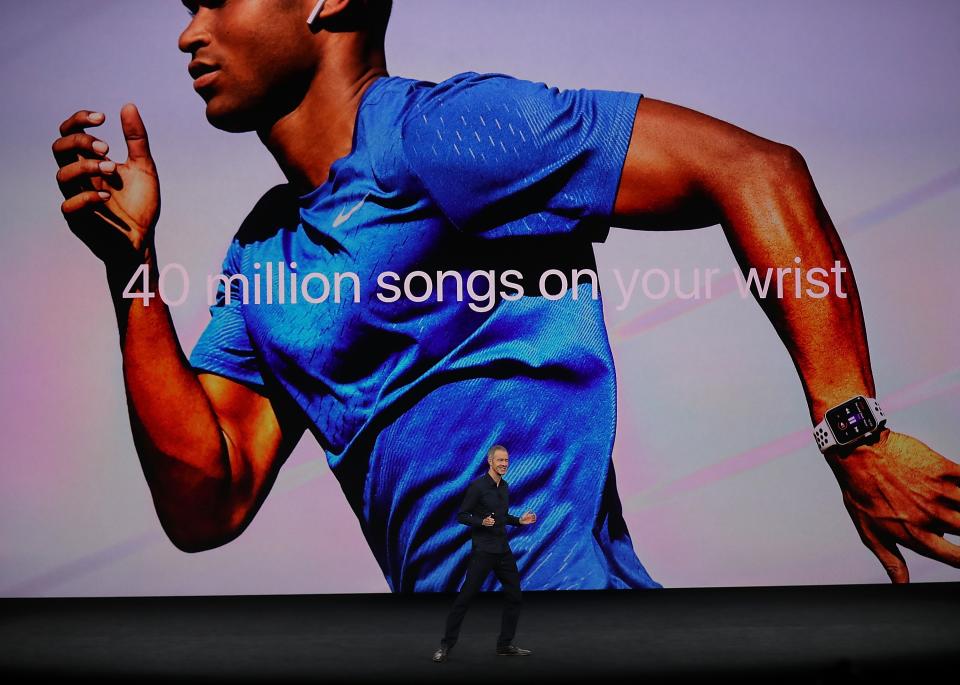<p>Music lovers will enjoy that you can stream Apple Music from your watch, and leave your phone at home. All you need is your EarPods. (Photo by Justin Sullivan/Getty Images) </p>