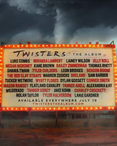 <p>Warner Music Group</p> List of artists featured on 'Twisters: The Album'