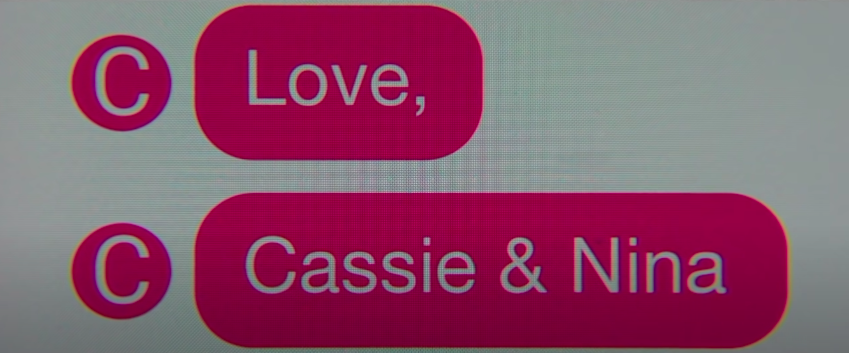 A text reading "Love, Cassie & Nina"