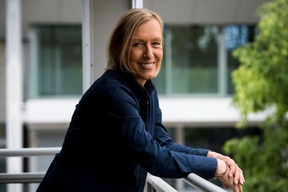 Martina Navratilova in Paris on June 4, 2021. Navratilova, one of the most dominant players in tennis history, said in early January that she had been diagnosed with throat cancer as well as a recurrence of breast cancer, a “double whammy” that she hoped to overcome through treatment.
