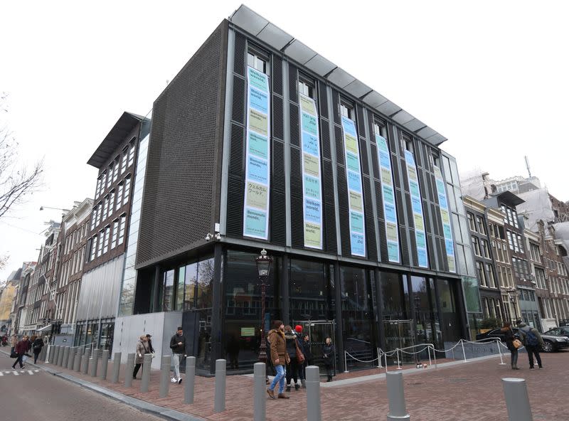 View of the entrance of the Anne Frank House museum in Amsterdam