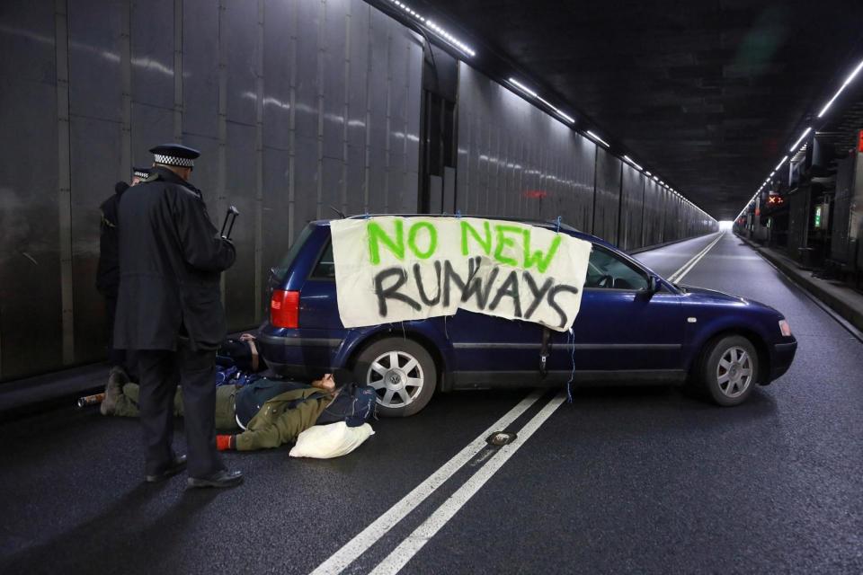 Protests: Activists blocked the tunnel (PA)