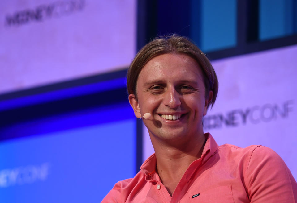 Dublin , Ireland - 13 June 2018; Nikolay Storonsky, Founder & CEO, Revolut, on Centre Stage during day two of MoneyConf 2018 at the RDS Arena in Dublin. (Photo By Stephen McCarthy/Sportsfile via Getty Images)