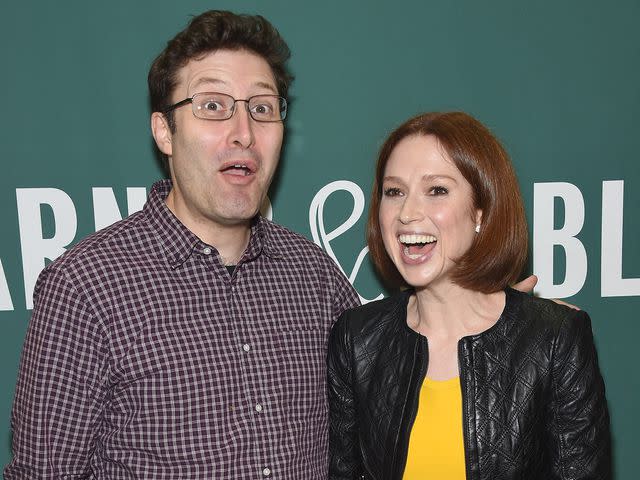 Gary Gershoff/Getty Ellie Kemper attends a signing of her book 'My Squirrel Days' with husband, Michael Koman, in New York City in October 2018.
