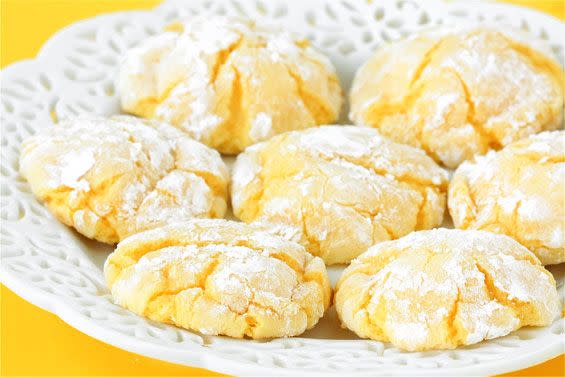 <p>The famed lemon bars from Dewey's Bakery in Winston-Salem, NC have the ideal balance of tartness and sweetness, and these cookies are no different, though the recipe involved a totally genius shortcut.</p><p>Get the recipe from <a href="https://www.gimmesomeoven.com/easy-lemon-cookies/" rel="nofollow noopener" target="_blank" data-ylk="slk:Gimme Some Oven;elm:context_link;itc:0;sec:content-canvas" class="link ">Gimme Some Oven</a>.<br></p>