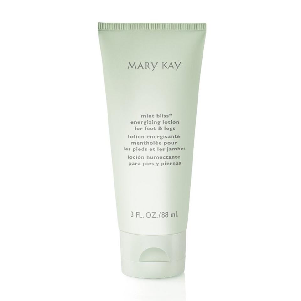 <p><a href="https://www.marykay.com/en-us/products/body-and-sun/mint-bliss-energizing-lotion-for-feet-legs-160114" rel="nofollow noopener" target="_blank" data-ylk="slk:Shop Now;elm:context_link;itc:0;sec:content-canvas" class="link ">Shop Now</a></p><p>Mint Bliss Energizing Lotion for Feet & Legs</p><p>marykay.com</p><p>$12.00</p>