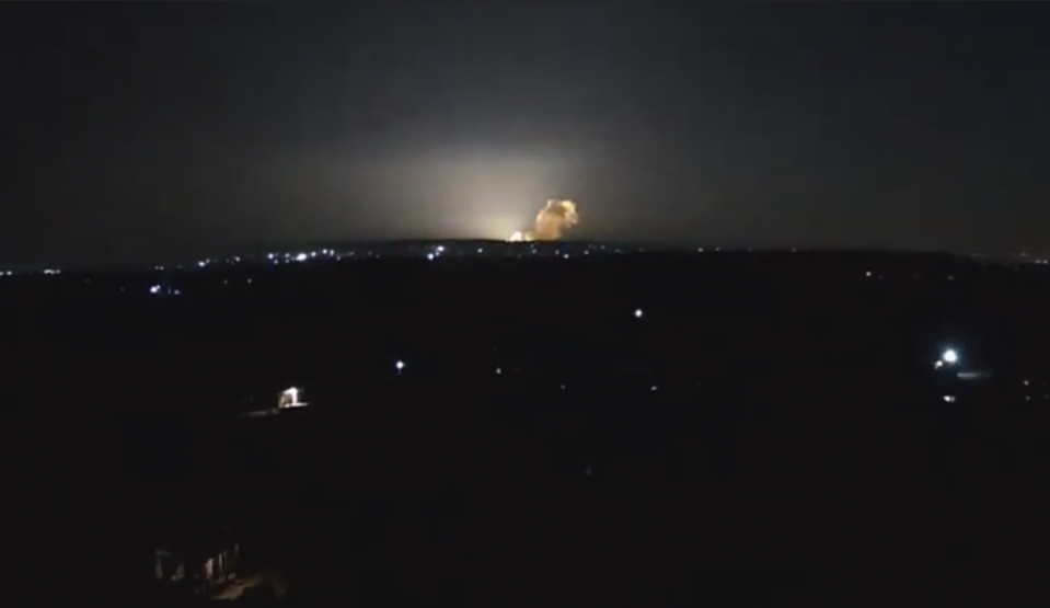 Explosions were seen near Kharkiv, Ukraine, early on the morning of February 24, as Russia announced expanded military operations in the country.