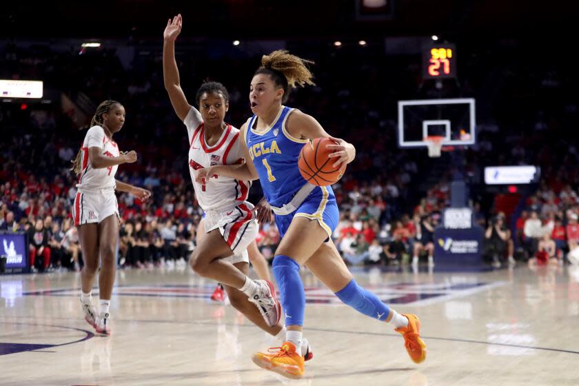 TUCSON, AZ - MARCH 02: UCLA Bruins guard Kiki Rice #1 during the second half.