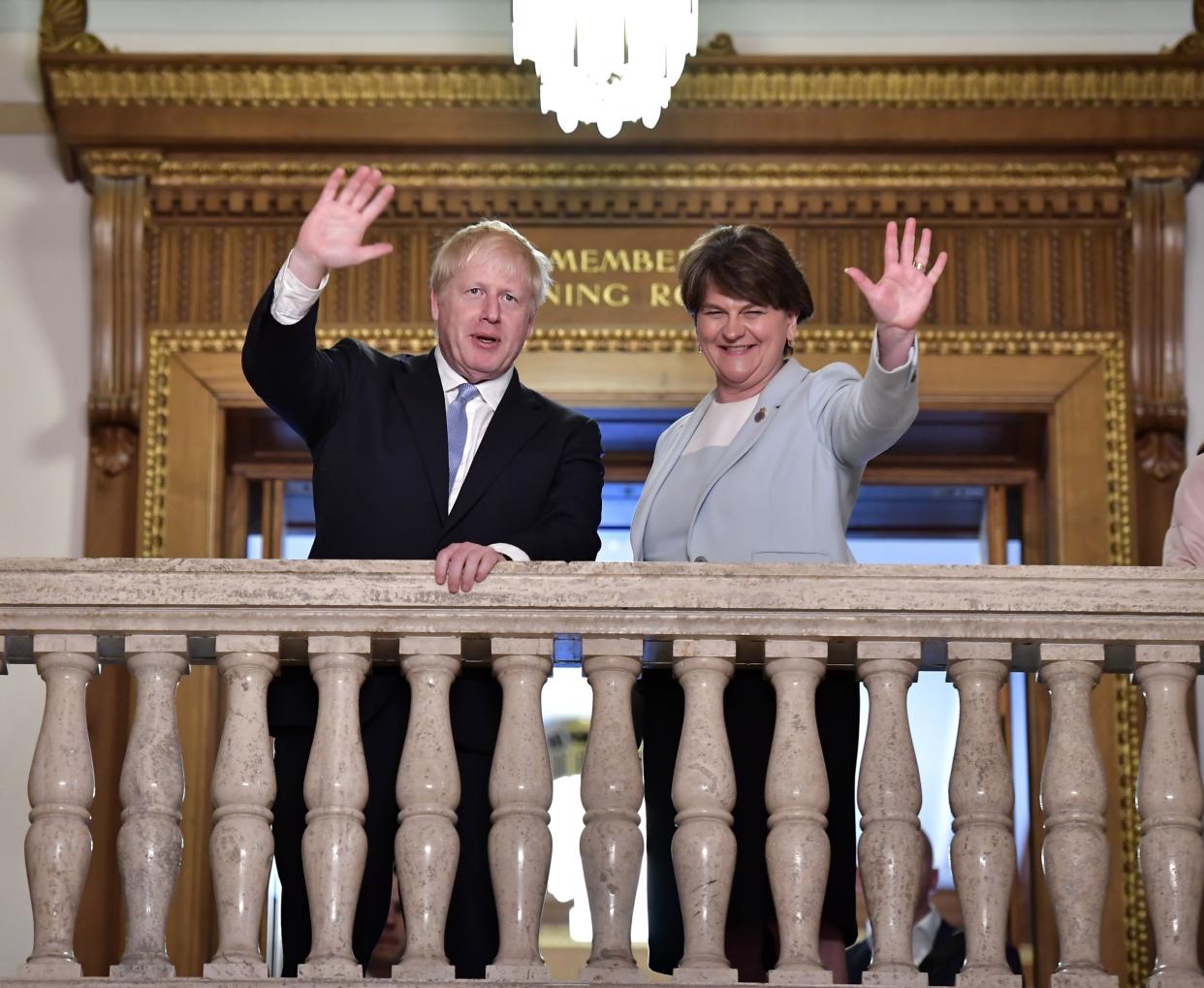 Arlene Foster stands with then-contender Boris Johnson during the Conservative Party leadership context in July 2019: Getty Images