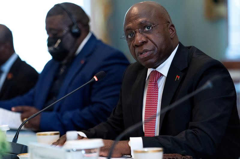 FILE PHOTO: U.S. Secretary of State Antony Blinken meets with Angola's Foreign Minister Tete Antonio, at the State Department in Washington