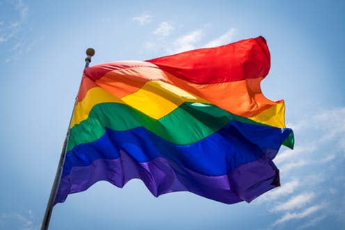 <span class="caption">The Rainbow Pride flag. </span> <span class="attribution"><a class="link " href="https://www.shutterstock.com/download/confirm/1106302064?src=zV9z7vxkDxSTTkclqg7cEQ-1-0&size=medium_jpg" rel="nofollow noopener" target="_blank" data-ylk="slk:Shutterstock;elm:context_link;itc:0;sec:content-canvas">Shutterstock</a></span>