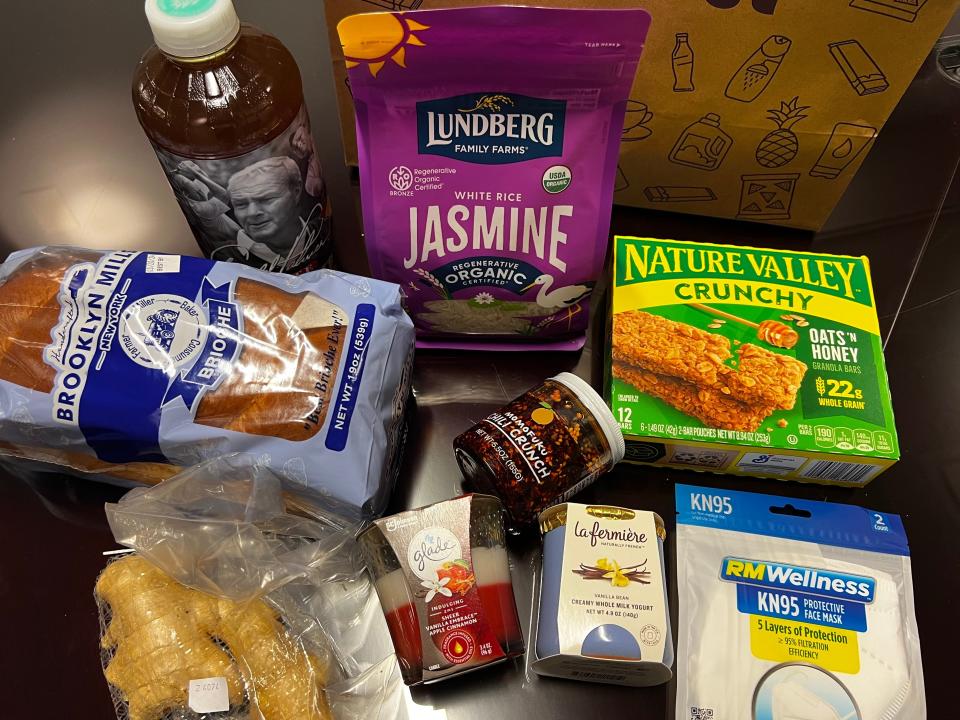 groceries from getir on a counter in front of the paper bag