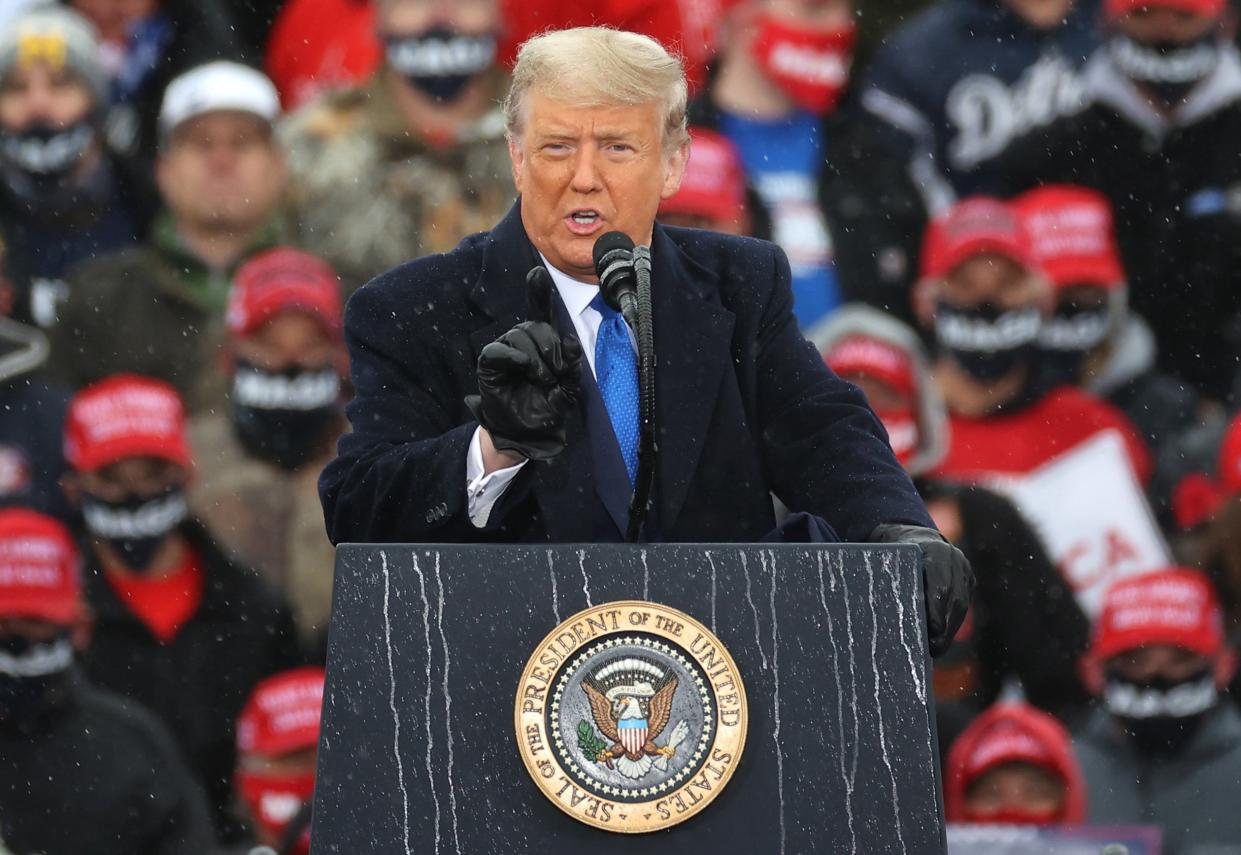 Donald Trump campaigning in Lansing, Michigan on Tuesday (Getty Images)