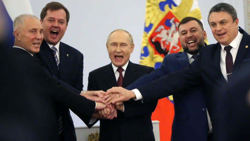 Putin con los líderes de las cuatro regiones