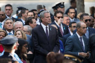 <p>New York City Mayor Bill de Blasio attends a commemoration ceremony for the victims of the Sept. 11 terrorist attacks at the National September 11 Memorial, Sept. 11, 2017 in New York City.(Photo: Drew Angerer/Getty Images) </p>