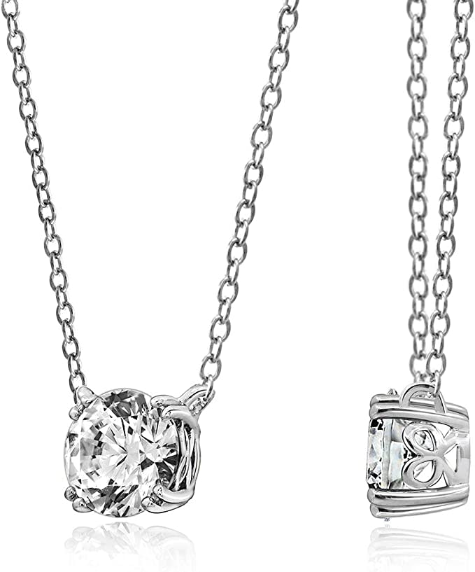 Plated Sterling Silver and Swarovski Zirconia Solitaire Pendant Necklace. Image via Amazon.